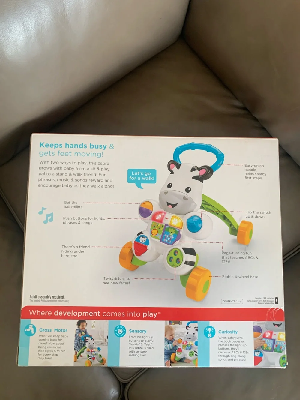 Fisher-Price Baby Push Toy Learn with Me Zebra Walker Musical Learning Activity